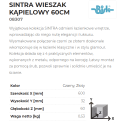 SINTRA WIESZAK KĄPIELOWY 60CM 08307