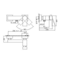 00271 ARKTIC BATERIA PRYSZNICOWA ASYMETRYCZNA CHROM